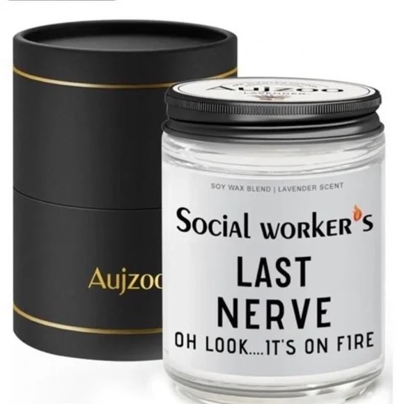 Soy Wax Lavender Scented Candle with Funny Meme! Gift to for Social Worker - Picture 1 of 3